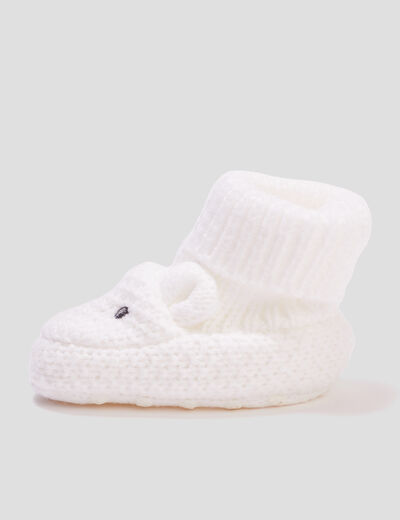 Chaussettes d'int&eacute;rieur tricot&eacute;es ivoire b&eacute;b&eacute;