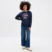 Sweat col rond manches longues bleu marine femme