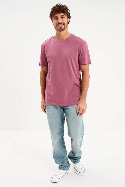 T-shirt droit en coton manches courtes mauve homme