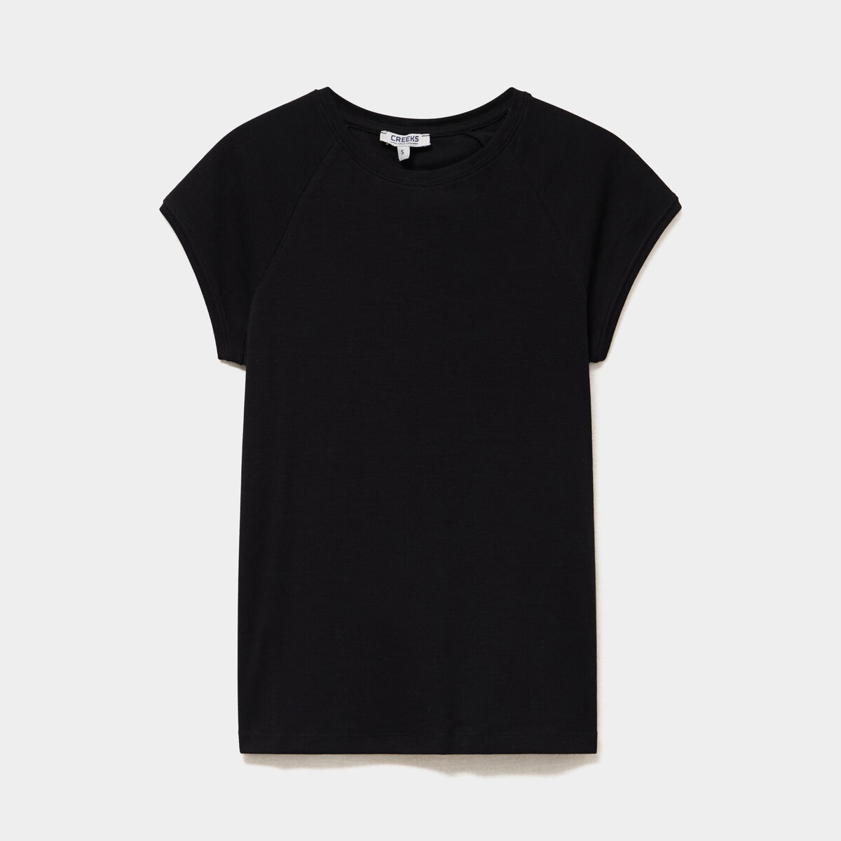 T-shirt ajust&eacute; col rond manches courtes noir femme