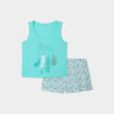 Ensemble pyjama short et débardeur coton bleu turquoise femme grande taille