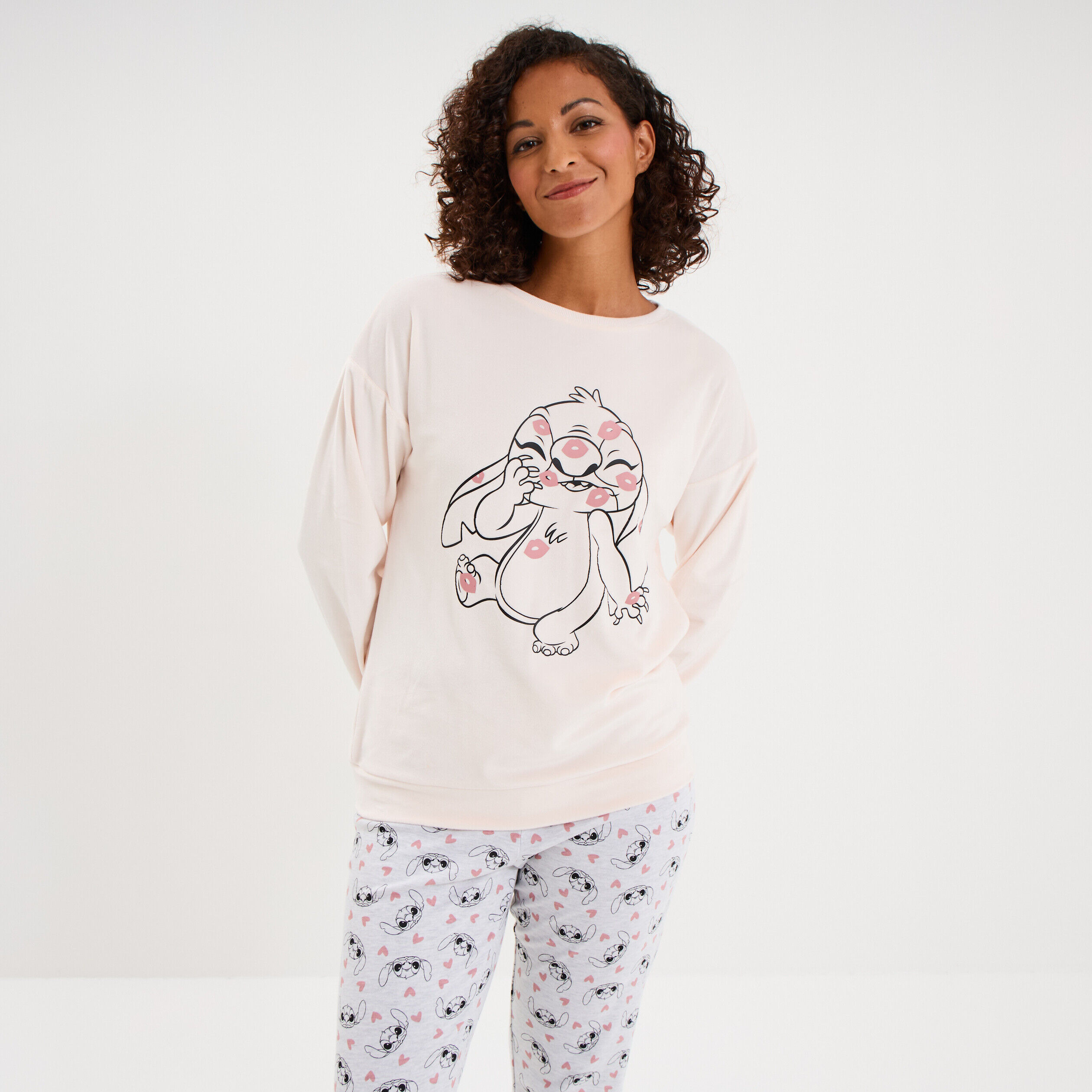 Ensemble pyjama legging Stitch rose clair femme