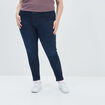 Pantalon jegging taille haute denim blue black femme grande taille