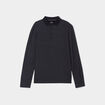 Polo manches longues encolure boutonnée noir homme