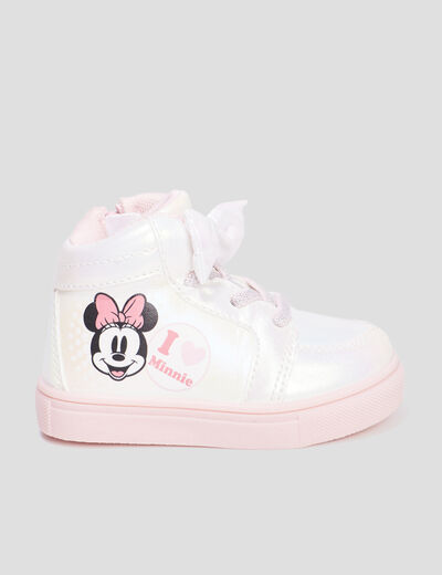Baskets montantes zippées Minnie rose bébé fille
