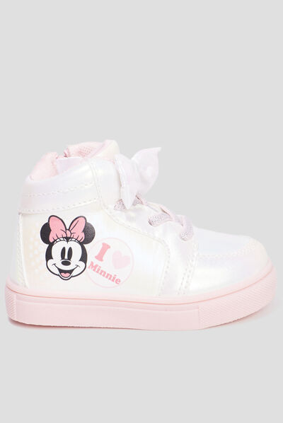 Baskets montantes zippées Minnie rose bébé fille
