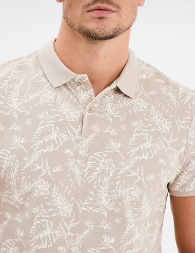 Polo droit manches courtes coton beige homme