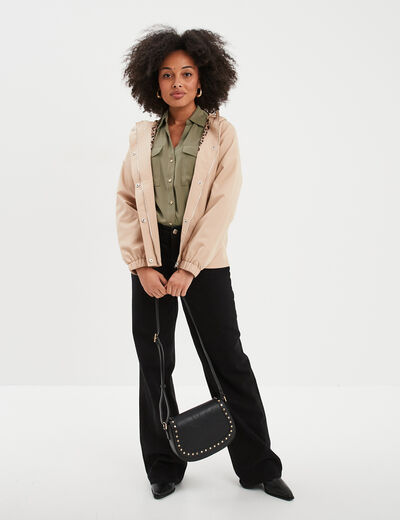 Chemise manches longues 2 poches vert kaki femme