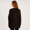 Pull col en V manches longues marron fonc&eacute; femme
