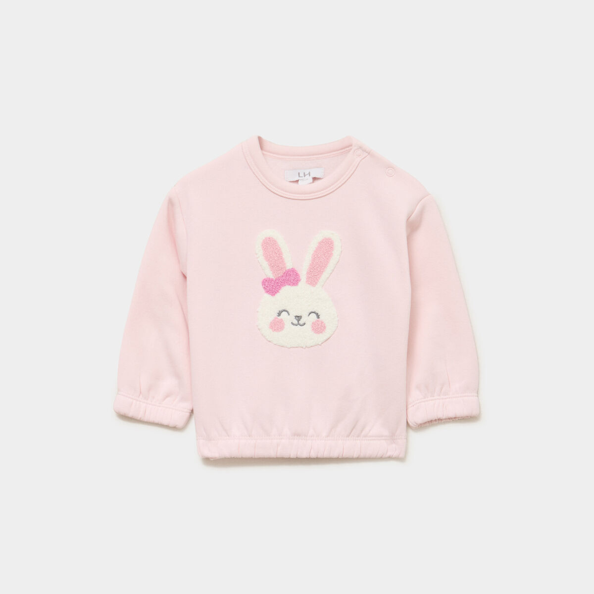 Sweat col rond manches longues rose clair b&eacute;b&eacute; fille