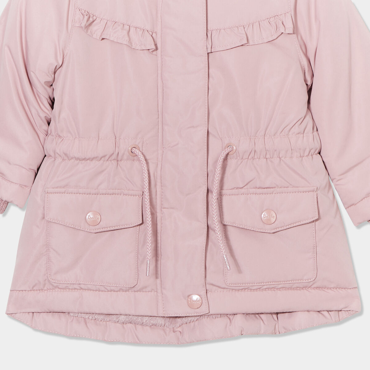 Manteau à capuche fausse fourrure rose pastel bébé fille