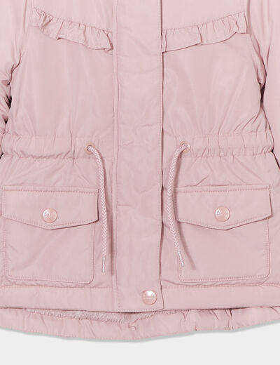 Manteau à capuche fausse fourrure rose pastel bébé fille