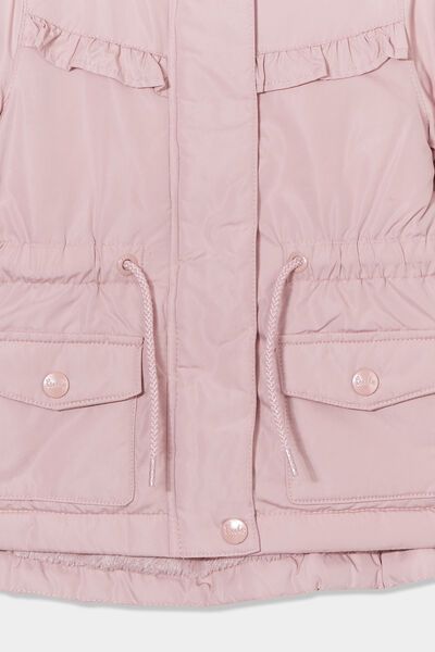 Manteau &agrave; capuche fausse fourrure rose pastel b&eacute;b&eacute; fille