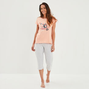 Ensemble pyjama 2 pièces rose saumon femme