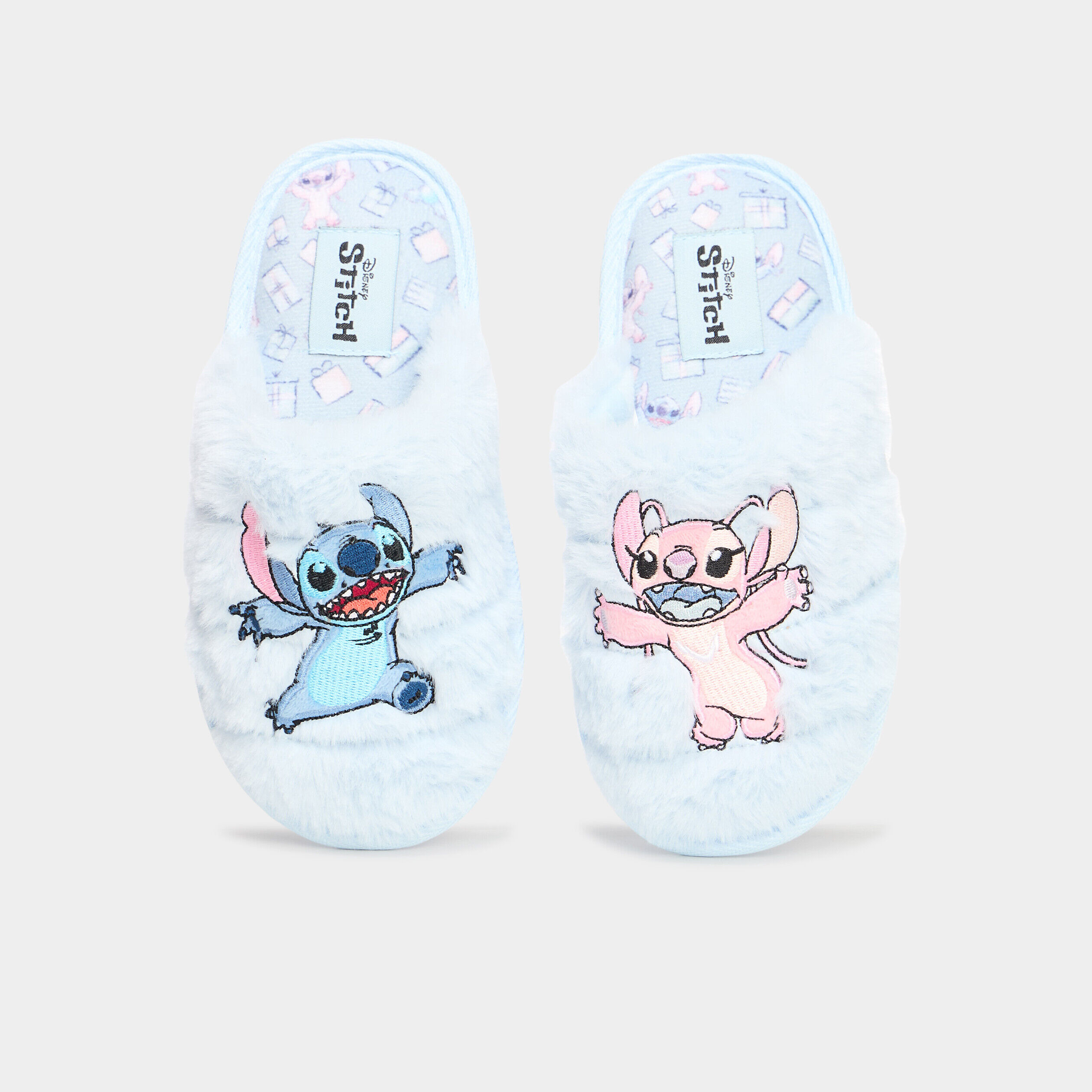 Chaussons mules fausse fourrure Stitch bleu fille