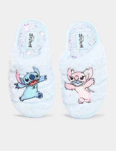 Chaussons mules fausse fourrure Stitch bleu fille