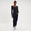 T-shirt ajust&eacute; manches longues noir femme