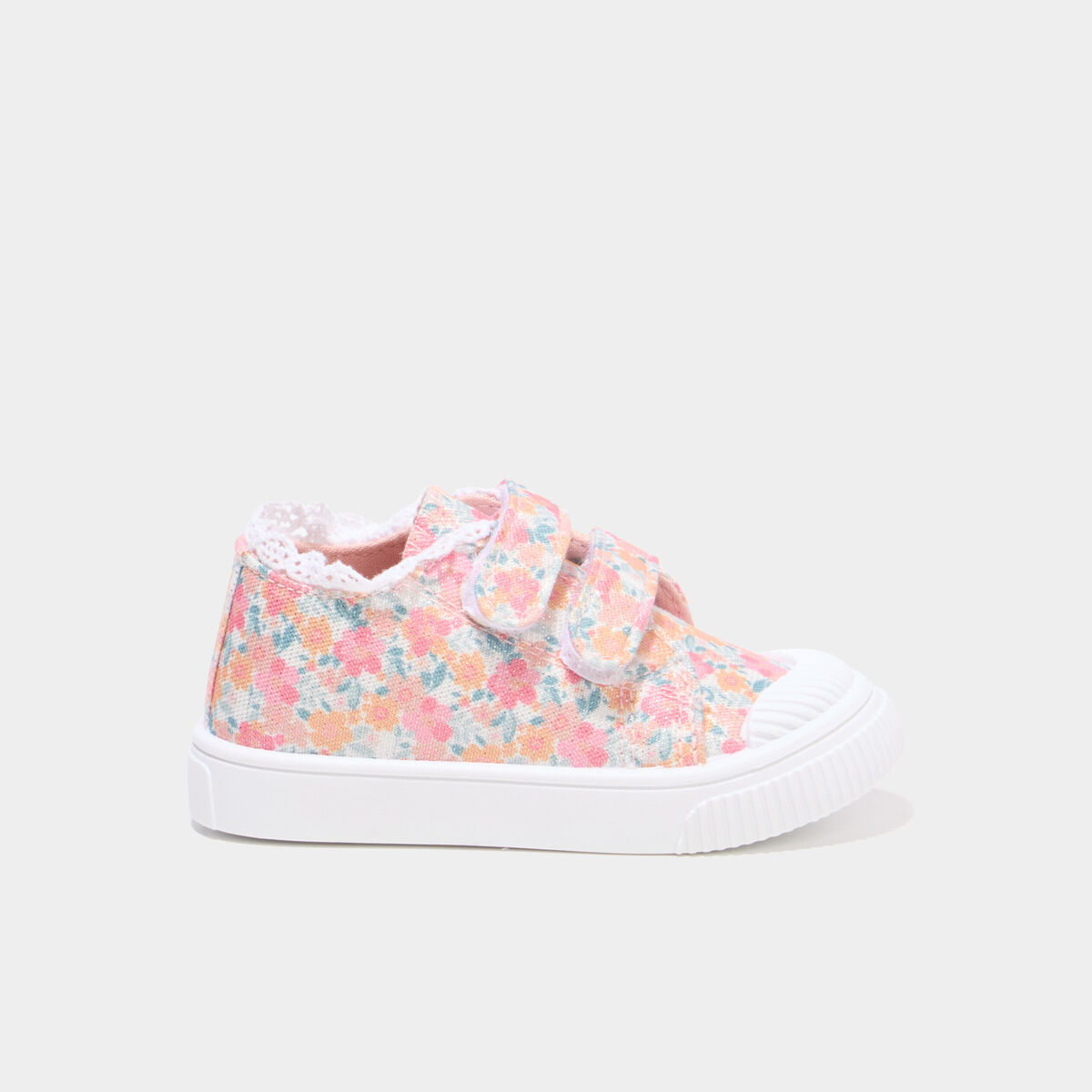 Tennis basses renforc&eacute;es semelle souple multicolore b&eacute;b&eacute; fille