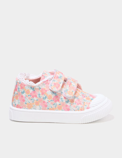 Tennis basses renforc&eacute;es semelle souple multicolore b&eacute;b&eacute; fille