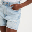 Short en jean d&eacute;chir&eacute; coton denim bleach femme