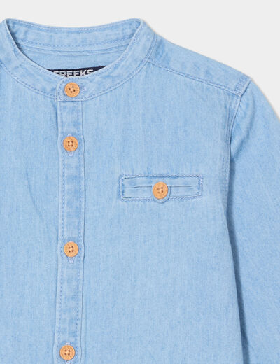 Chemise col mao en jean Creeks denim double stone bébé garçon