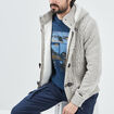 Gilet à capuche doublée polaire ivoire homme