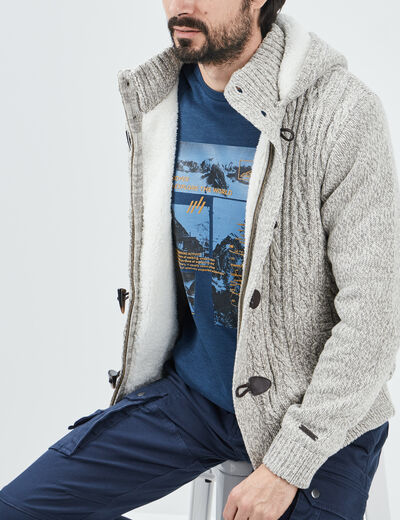 Gilet à capuche doublée polaire ivoire homme