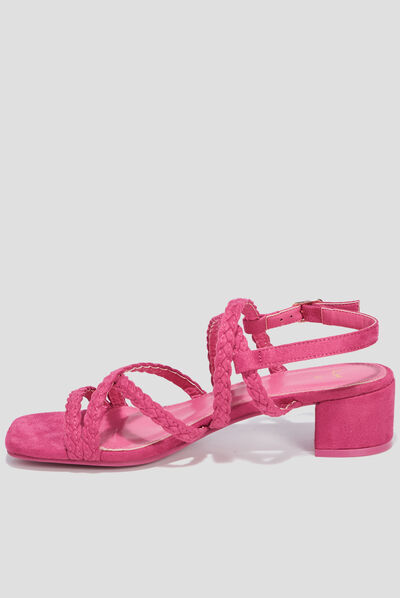 Sandales avec brides tressées rose femme