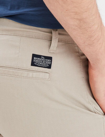 Bermuda short chino droit coton stretch creme homme