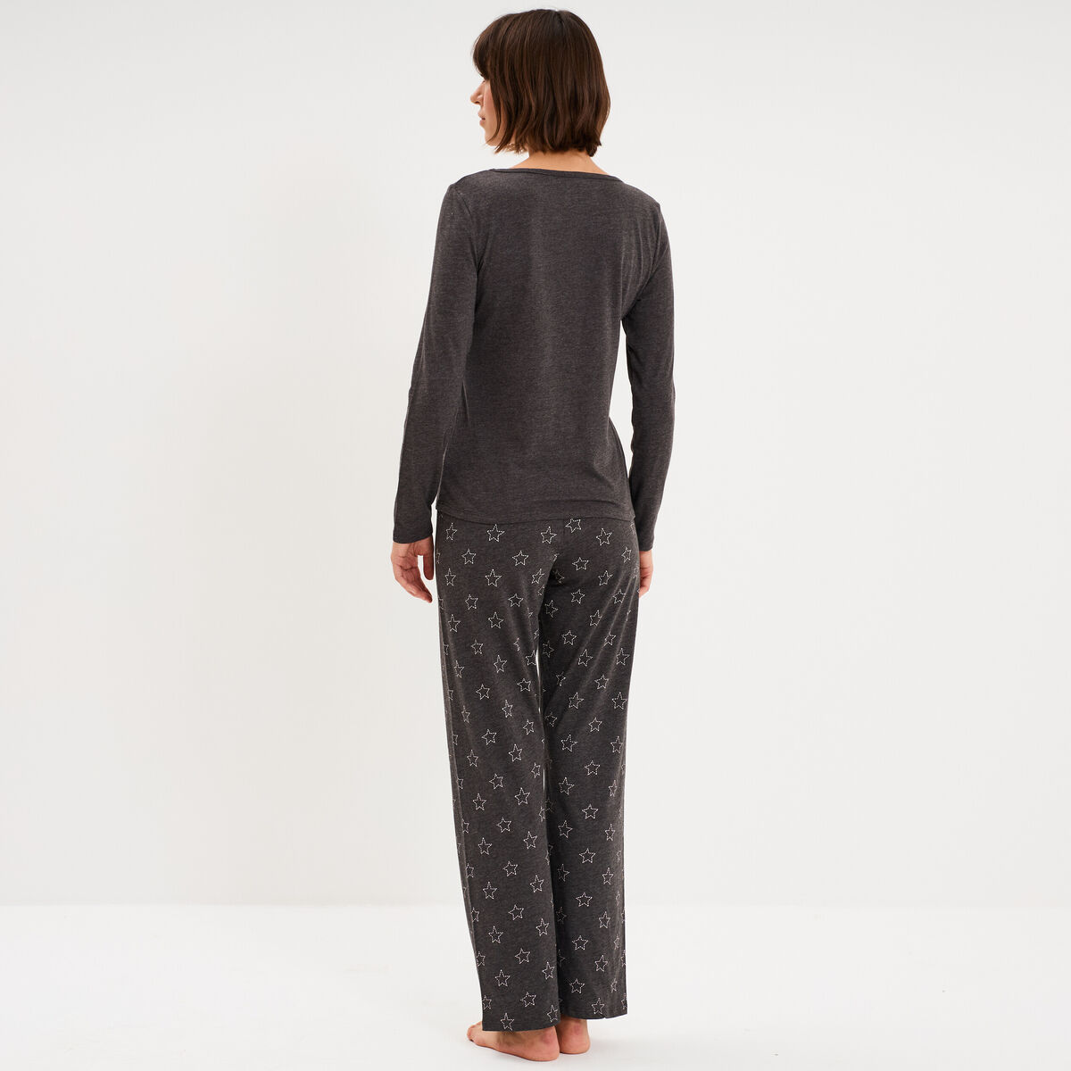 Ensemble pyjama No&euml;l 2 pi&egrave;ces gris fonc&eacute; femme