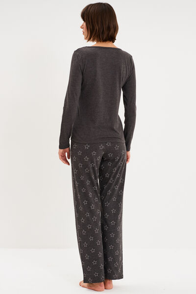 Ensemble pyjama No&euml;l 2 pi&egrave;ces gris fonc&eacute; femme