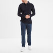 Polo manches longues coton bleu foncé homme