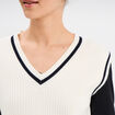 Pull sans manches col en V blanc femme