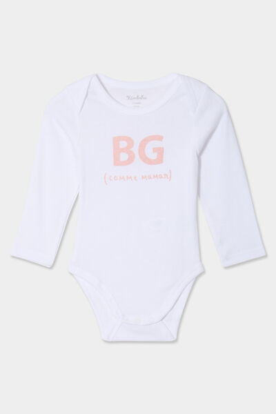 Body US velours coton manches longues blanc b&eacute;b&eacute;