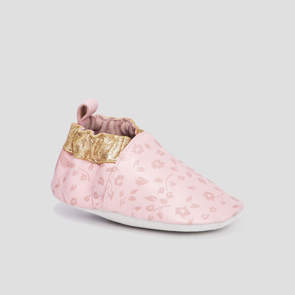 Bottillons en cuir à paillettes rose bébé fille