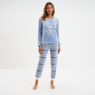 Ensemble pyjama pantalon effet velours bleu clair femme