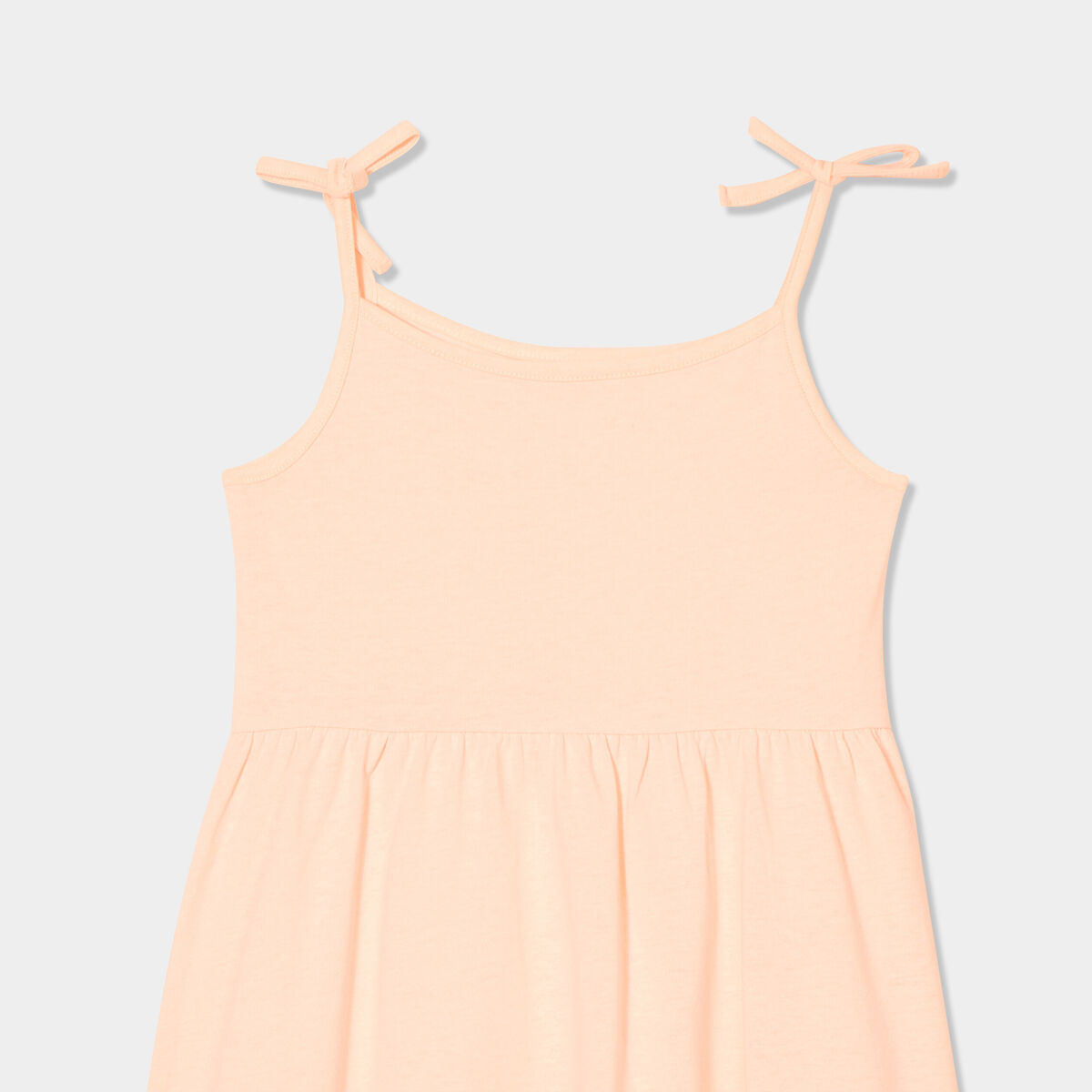 Robe courte bretelles nouées évasée orange fluo fille