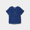 Blouse Col tunisien gaze de coton bleu marine femme
