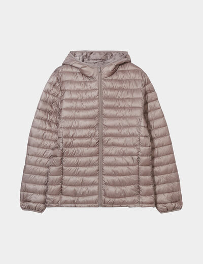 Doudoune légère déperlante à capuche taupe homme