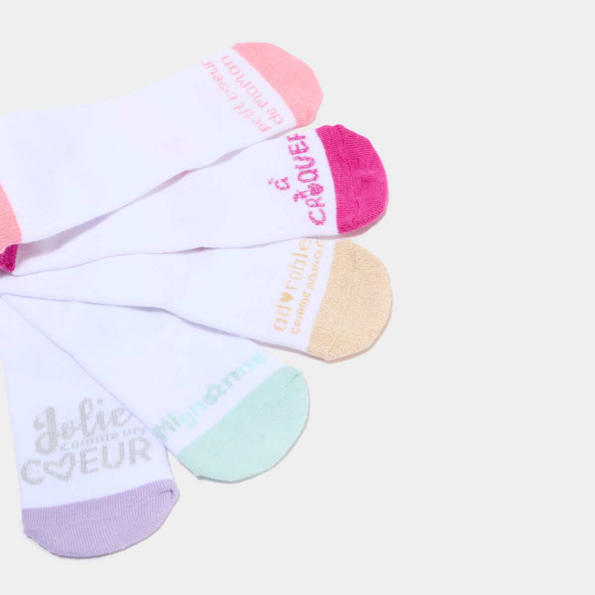 Lot 5 paires chaussettes blanc b&eacute;b&eacute; fille