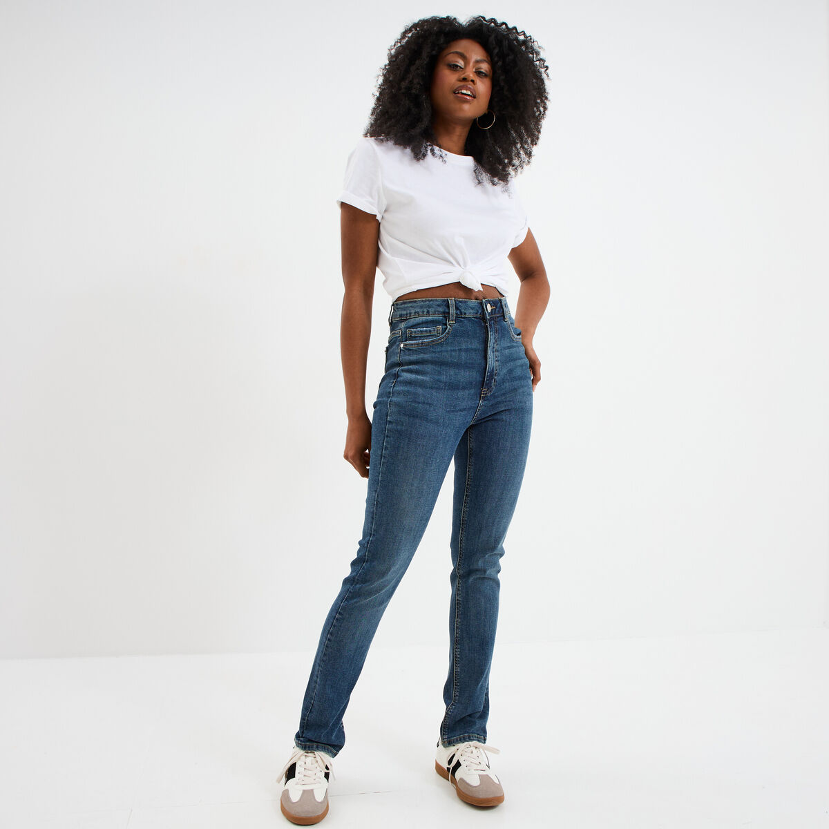 Jeans slim taille haute denim dirty femme