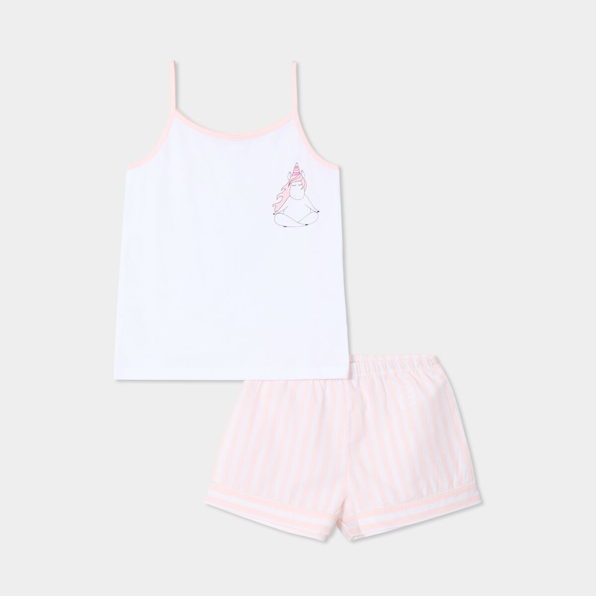 Ensemble pyjama short et débardeur rose poudrée fille