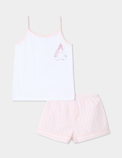 Ensemble pyjama short et débardeur rose poudrée fille