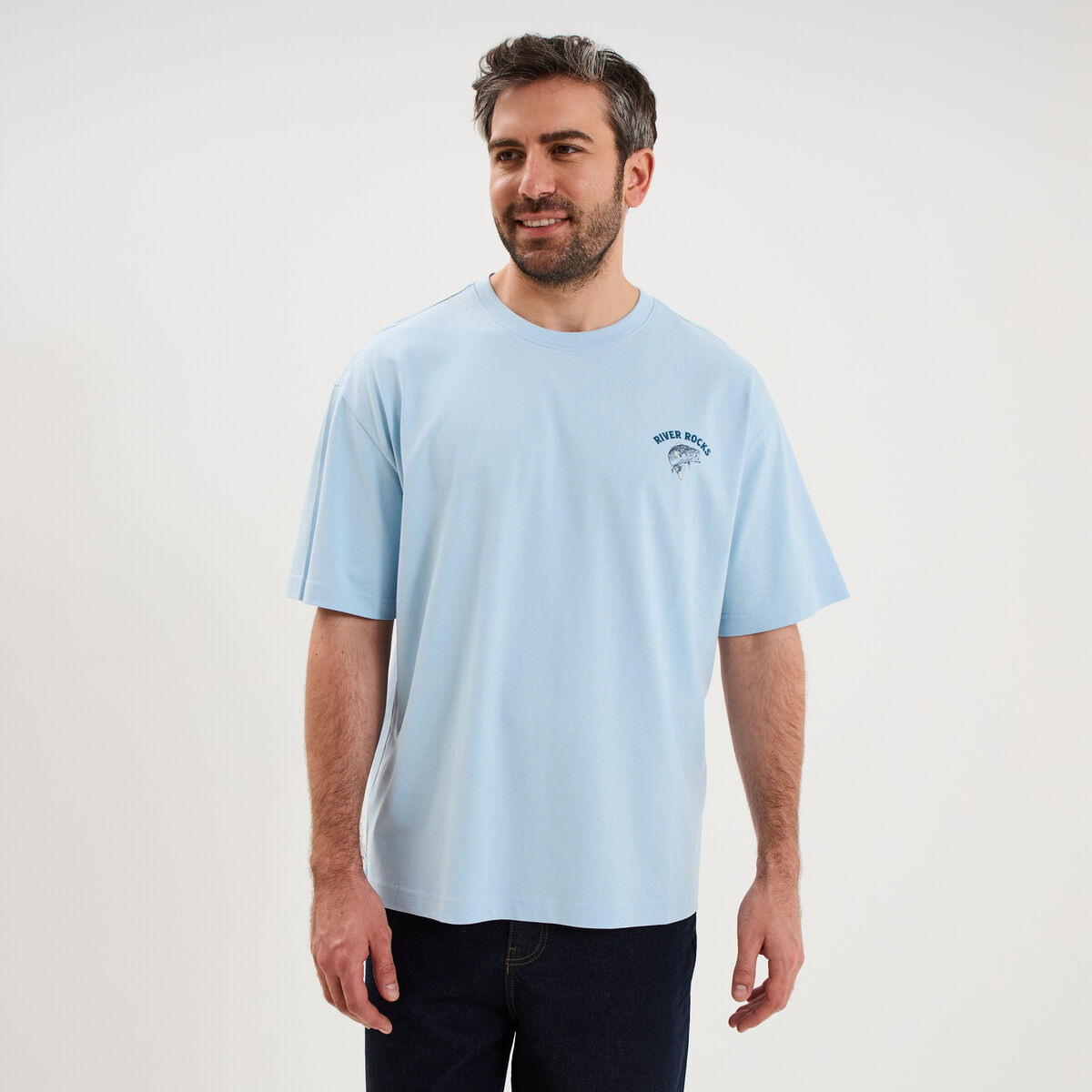 T-shirt manches courtes coton bleu clair homme