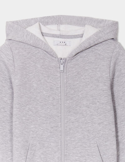 Sweat zippé à capuche et poches gris clair garçon