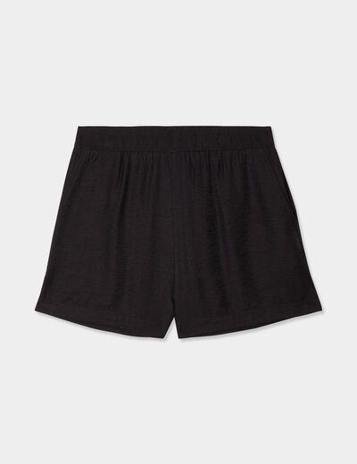 Short fluide taille élastiquée noir femme