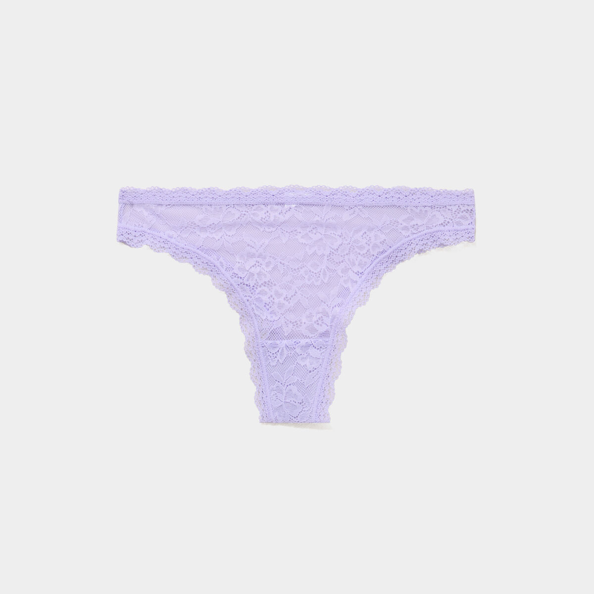 Tanga en dentelle doublure coton parme femme