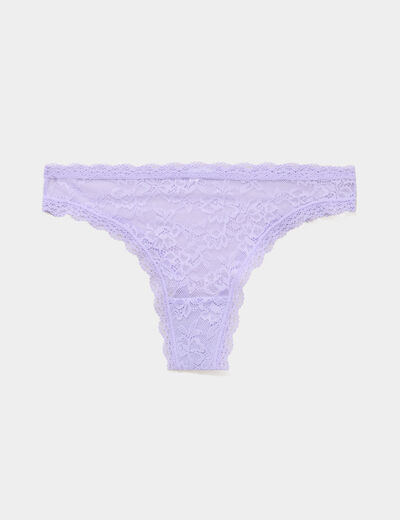 Tanga en dentelle doublure coton parme femme