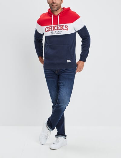 Sweat tricolor à capuche hoodie Creeks rouge homme