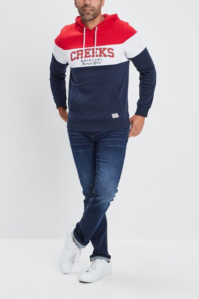 Sweat tricolor &agrave; capuche hoodie Creeks rouge homme
